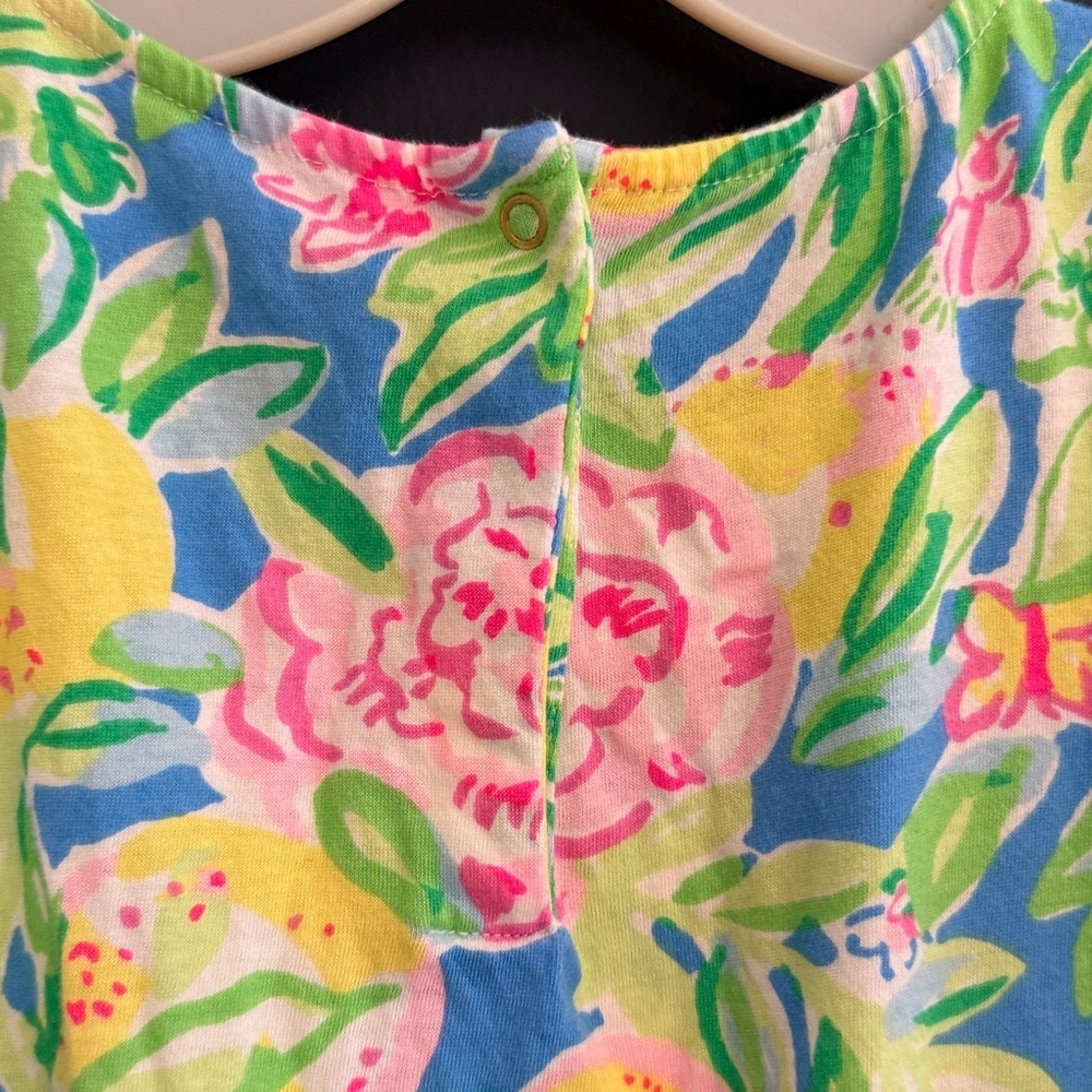Lilly Pulitzer Girls Romper Size 6-7 Medium Floral Puff Sleeve One Piece - Picture 6 of 7